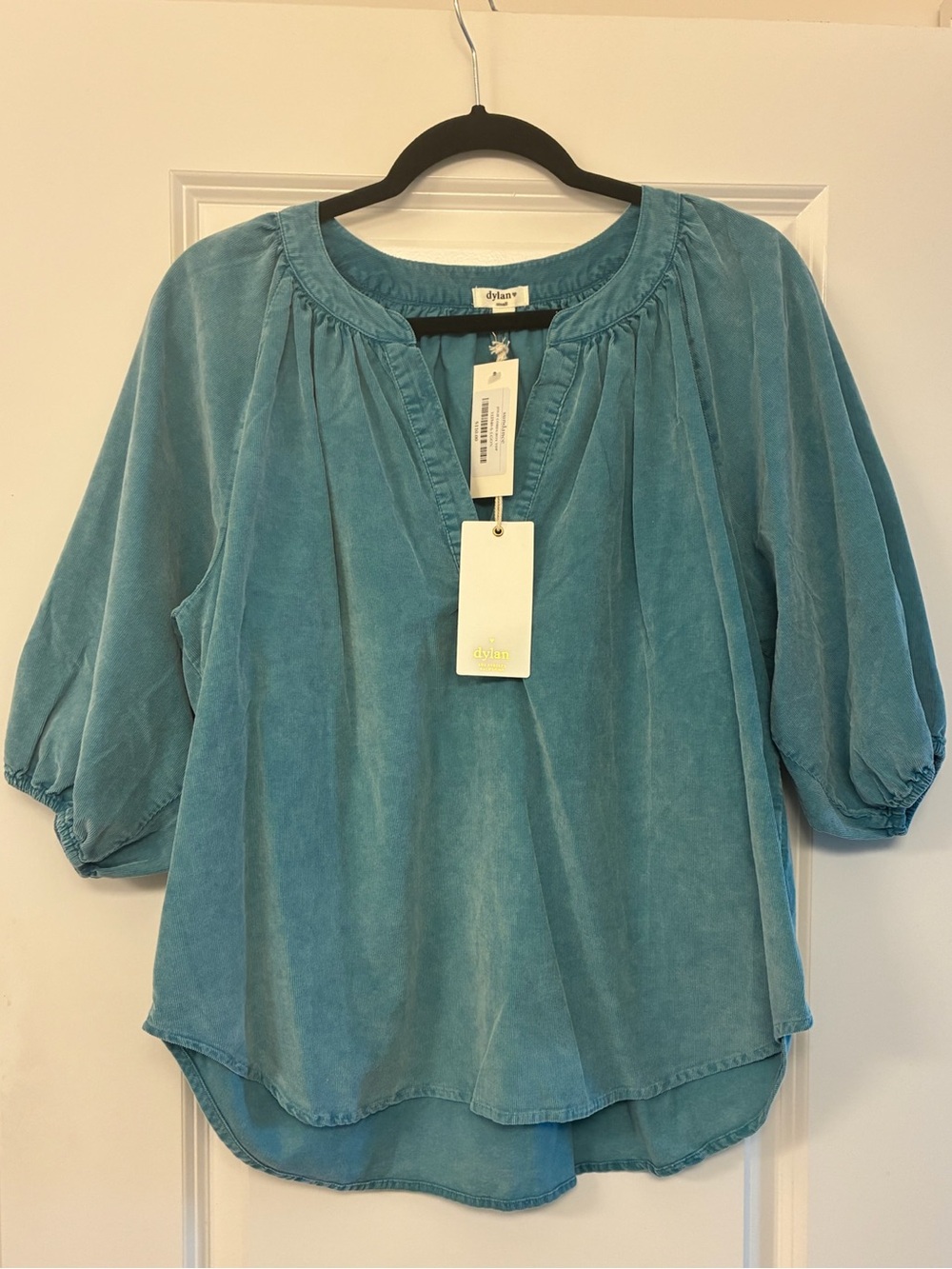 NWT SUNDANCE DYLAN Jolie Corduroy Top Blouse Teal Women’s Size Small